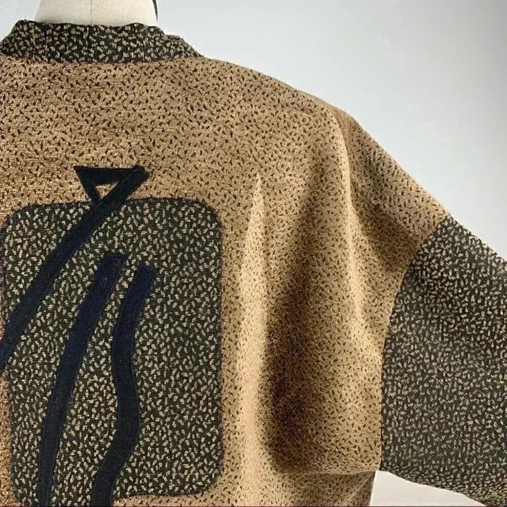 Beppa jacket size M brown black vintage 80s artesian wearable art geometric - Picture 7 of 12